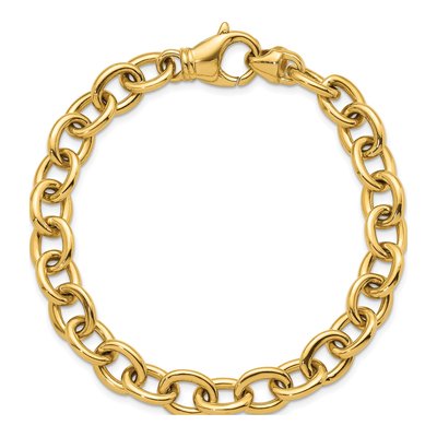14K Yellow Gold 9mm Oval Link Chain Bracelet – view 5