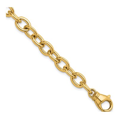 14K Yellow Gold 9mm Oval Link Chain Bracelet
