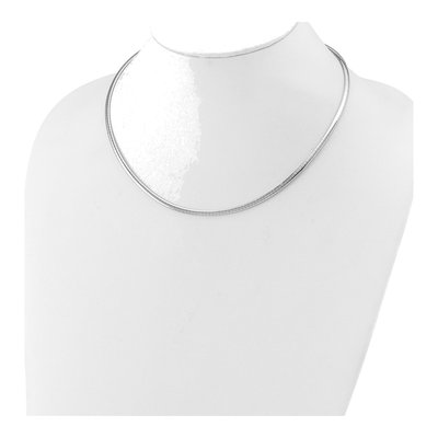 14K White Gold Domed Omega Necklace – view 3