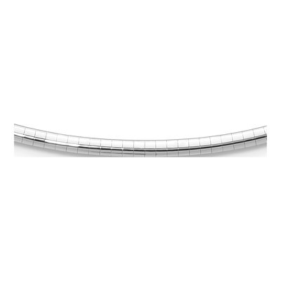 14K White Gold Domed Omega Necklace
