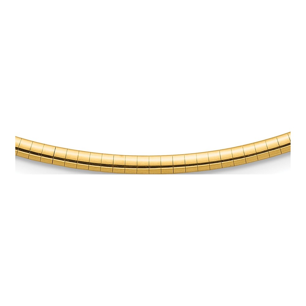 Herco 14K Yellow Gold Polished Solid 3.2mm Domed 20 Inch Omega Necklace with Box Catch Clasp