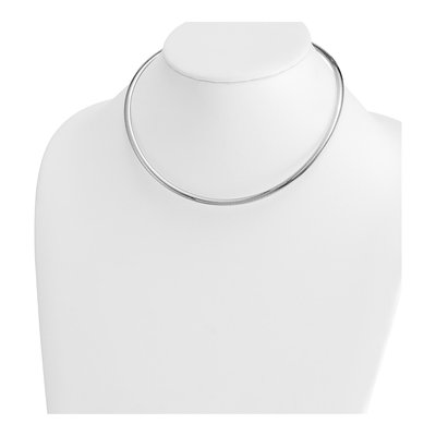 14K White Gold Domed Omega Necklace – view 3