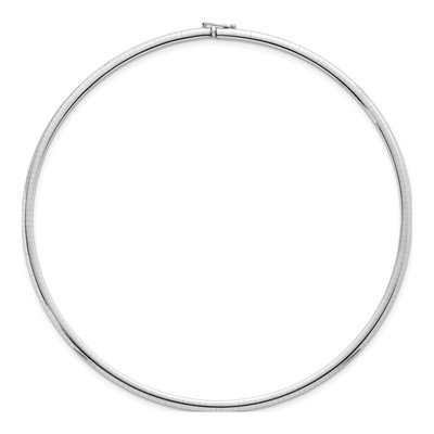 14K White Gold Domed Omega Necklace – view 4