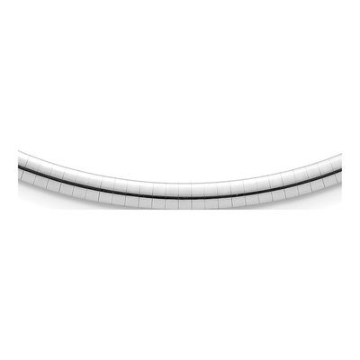 14K White Gold Domed Omega Necklace
