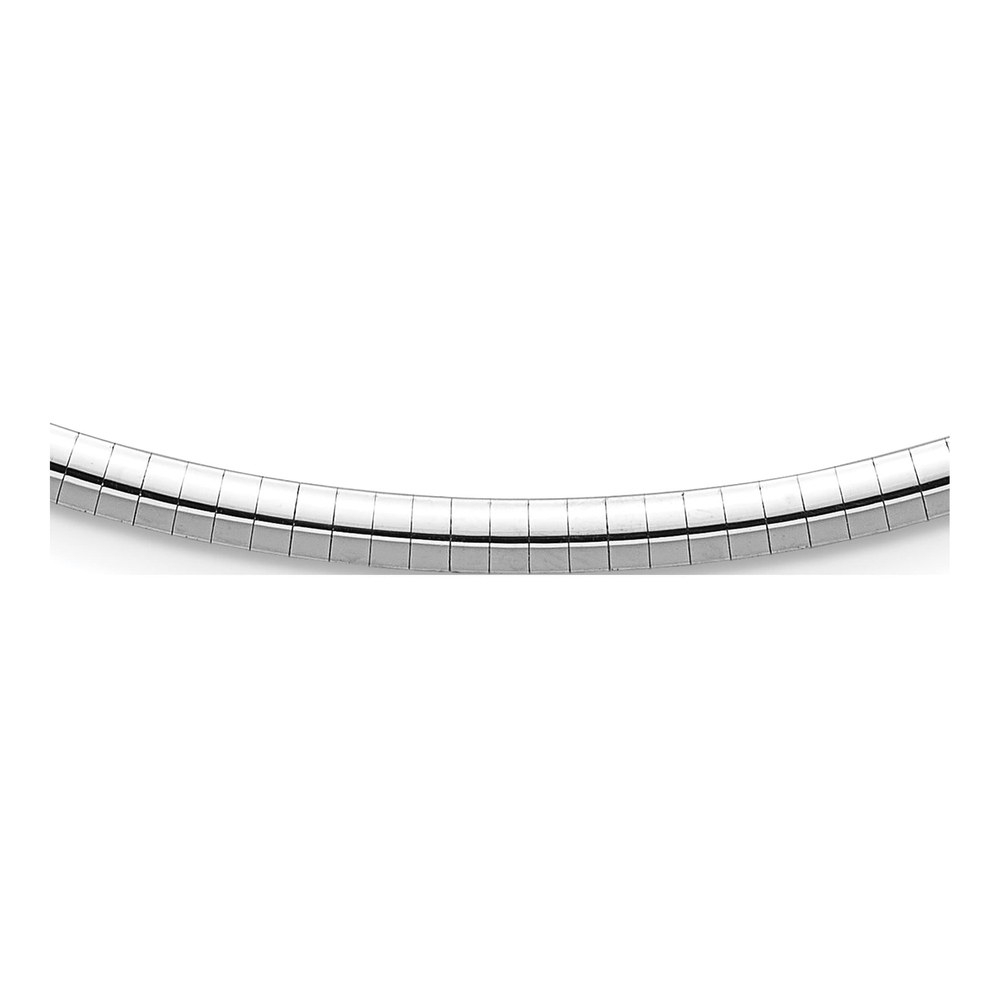 Herco 14K White Gold Polished Solid 4mm Domed 18 Inch Omega Necklace with Box Catch Clasp