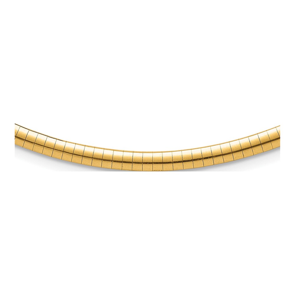 Herco 14K Yellow Gold Polished Solid 4mm Domed 20 Inch Omega Necklace with Box Catch Clasp