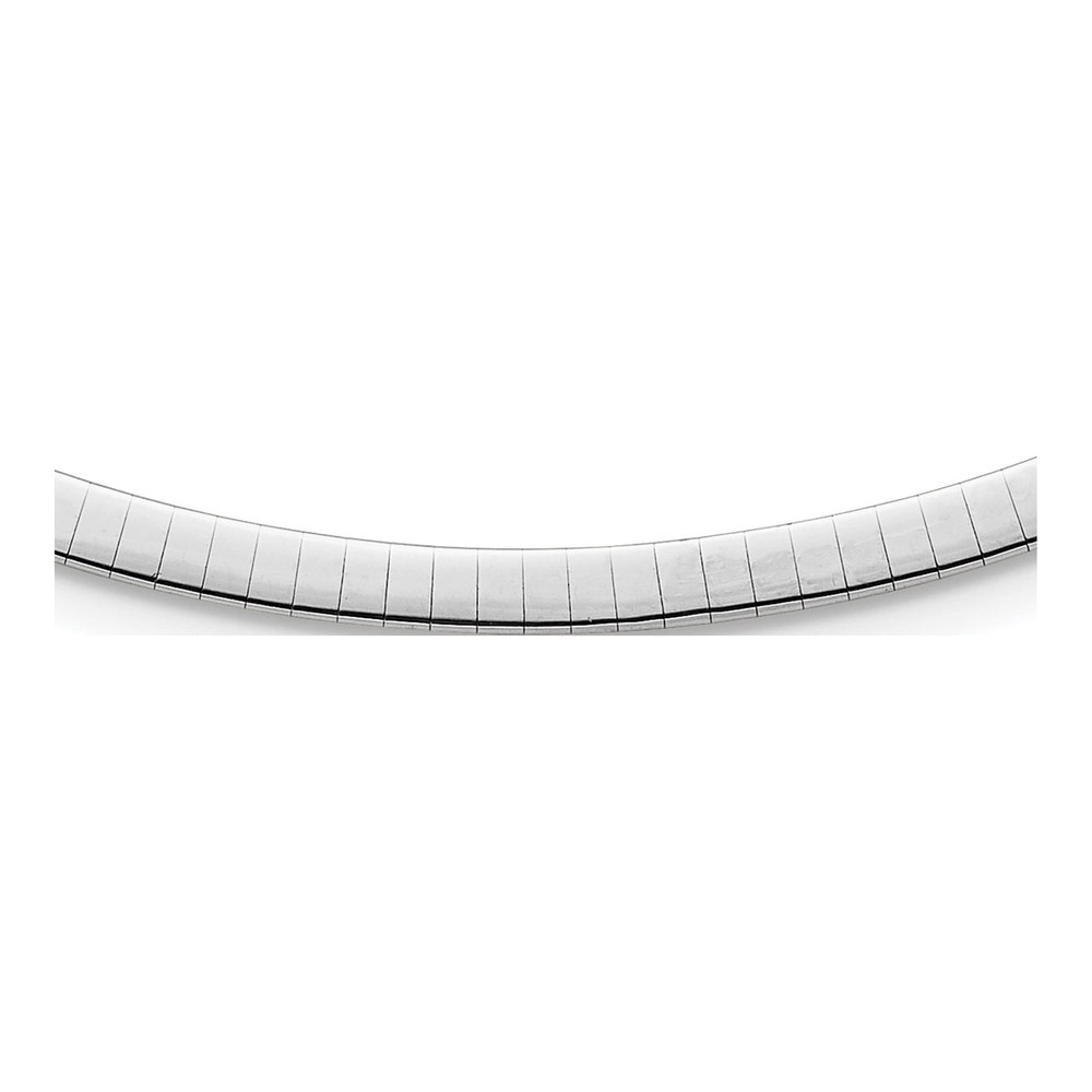 Herco 14K White Gold Rhodium-Plated Polished 4mm Flat 7.5 Inch Omega Bracelet with Box Catch Clasp
