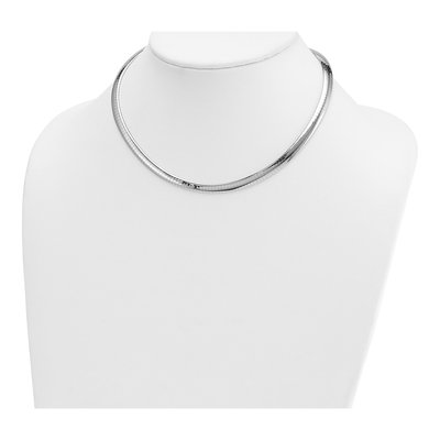 14K White Gold Domed Omega Necklace – view 3