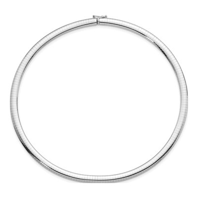 14K White Gold Domed Omega Necklace – view 4