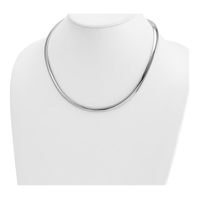 14K White Gold Domed Omega Necklace – view 3