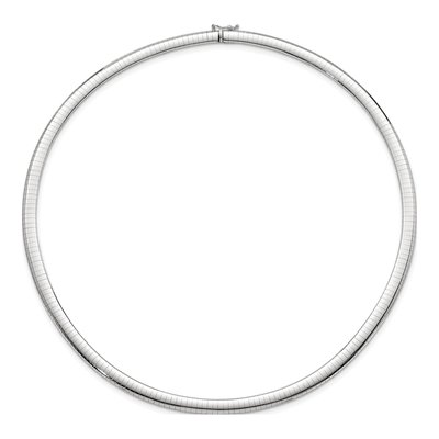 14K White Gold Domed Omega Necklace – view 4