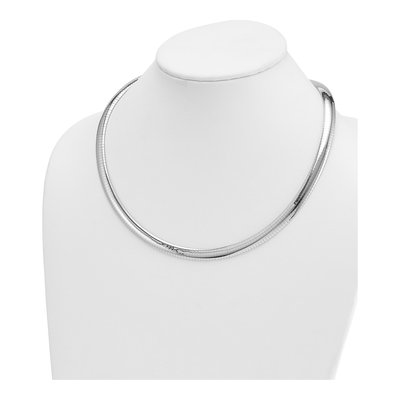 14K White Gold Domed Omega Necklace – view 2
