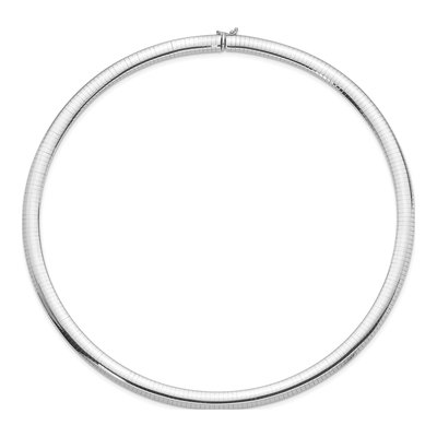 14K White Gold Domed Omega Necklace – view 3