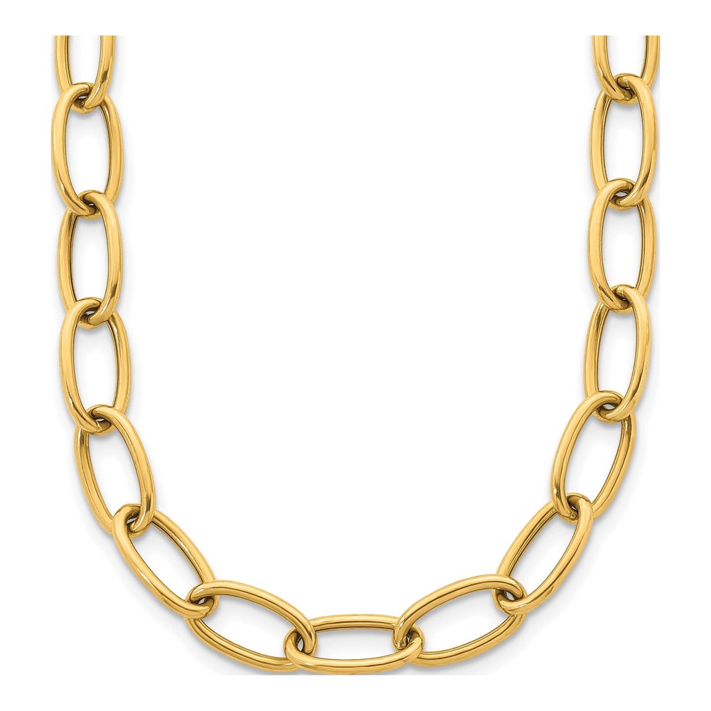 Herco 14K Yellow Gold Polished 9mm Oval Link 16.5 Inch Necklace with Push Clasp