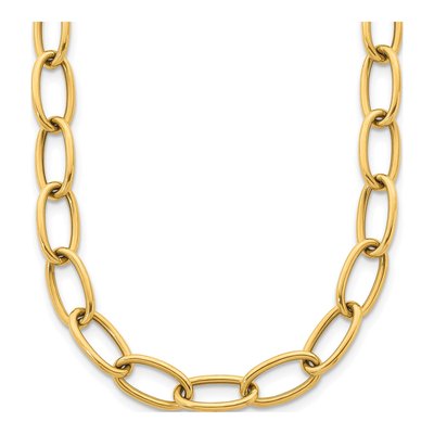 14K Yellow Gold 9mm Hollow Oval Open Link Chain