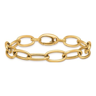 14K Yellow Gold 9mm Oval Link Chain Bracelet – view 6
