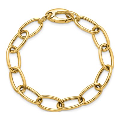 14K Yellow Gold 9mm Oval Link Chain Bracelet – view 7