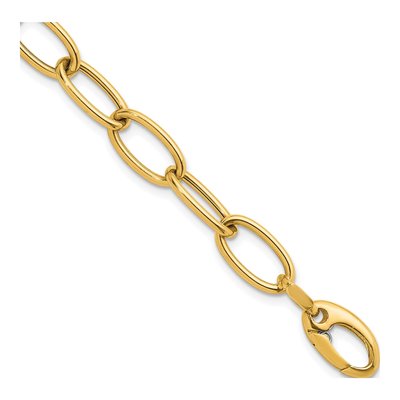 14K Yellow Gold 9mm Oval Link Chain Bracelet