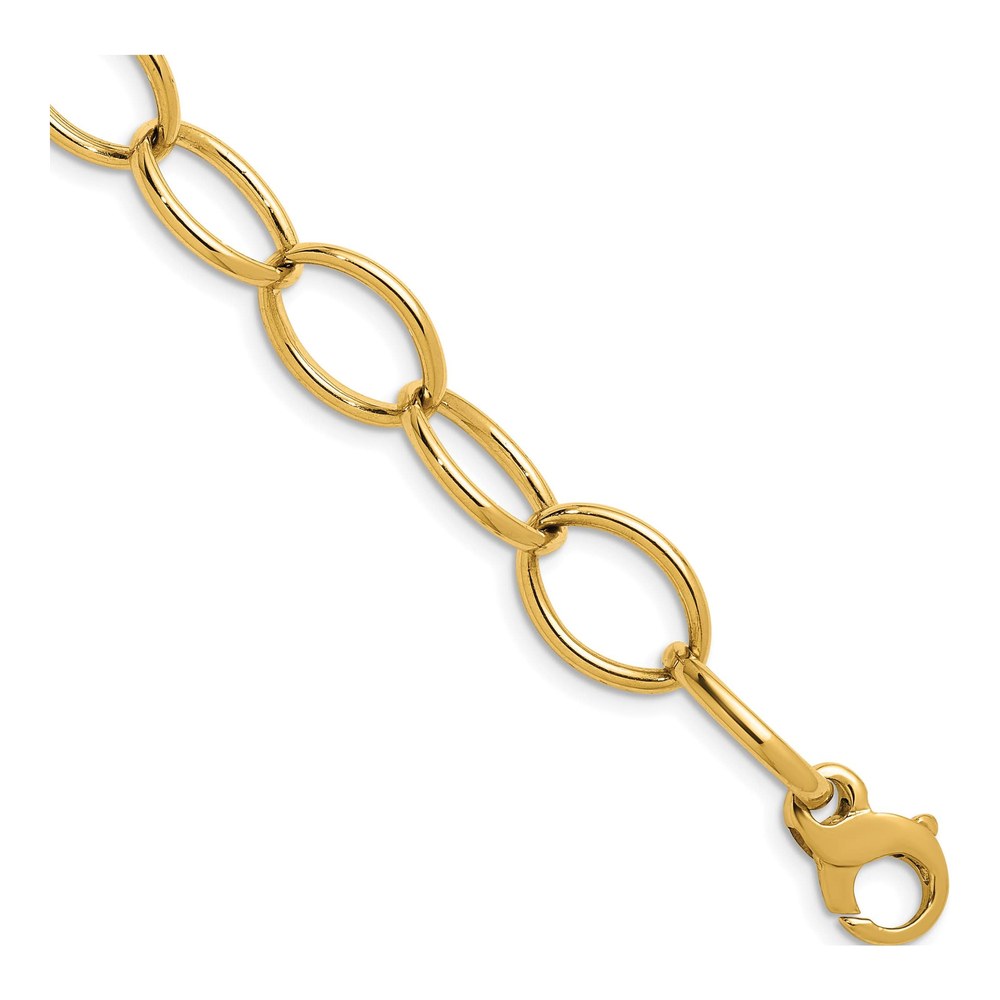 Herco 14K Rose Gold Polished Solid 12.0mm Oval Link 20 Inch Chain Necklace with Lobster Clasp