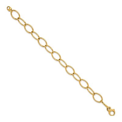 14K Yellow Gold 12mm Oval Link Chain Bracelet – view 2