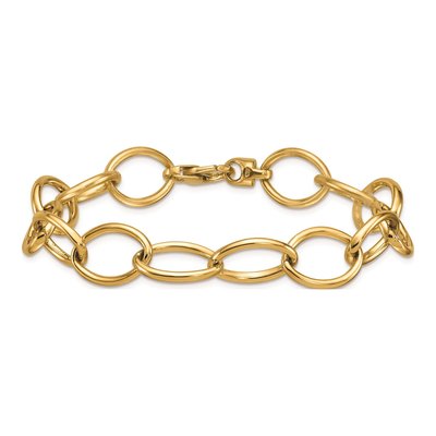 14K Yellow Gold 12mm Oval Link Chain Bracelet – view 3