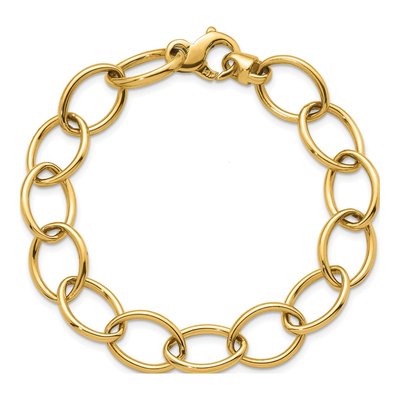 14K Yellow Gold 12mm Oval Link Chain Bracelet – view 4
