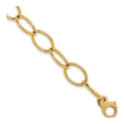 14K Yellow Gold 12mm Oval Link Chain Bracelet