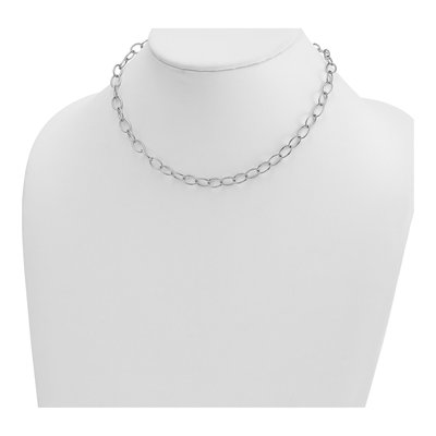 14K White Gold 6.5mm Oval Open Link Chain – view 4