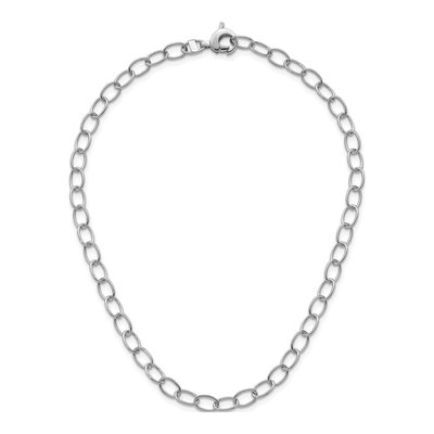 14K White Gold 6.5mm Oval Open Link Chain – view 6