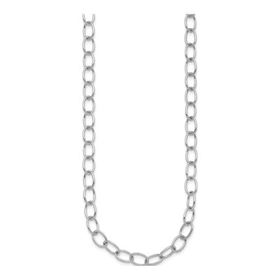 14K White Gold 6.5mm Oval Open Link Chain – view 3