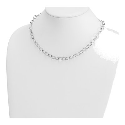 14K White Gold 6.5mm Oval Open Link Chain – view 4