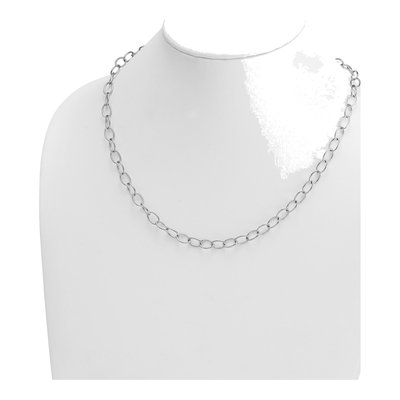 14K White Gold 6.5mm Oval Open Link Chain – view 4