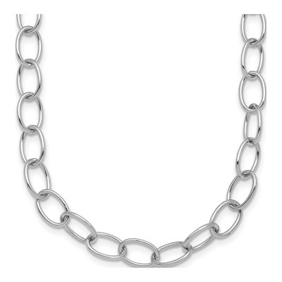 14K White Gold 6.5mm Oval Open Link Chain