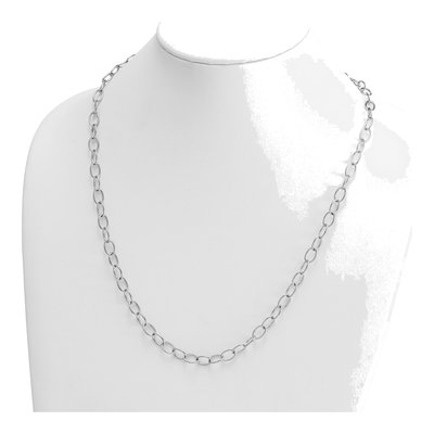 14K White Gold 6.5mm Oval Open Link Chain – view 4