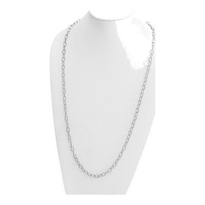 14K White Gold 6.5mm Oval Open Link Chain – view 5