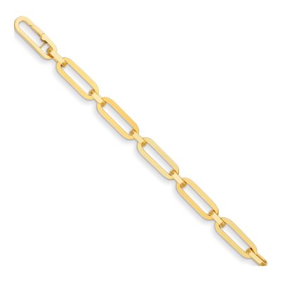 14K Yellow Gold 10mm Hollow Paperclip Chain Bracelet – view 2
