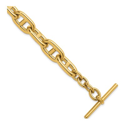 14K Yellow Gold 12.5mm Toggle Anchor Chain Bracelet