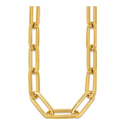 14K Yellow Gold 12mm Semi-Solid Paperclip Chain – view 3