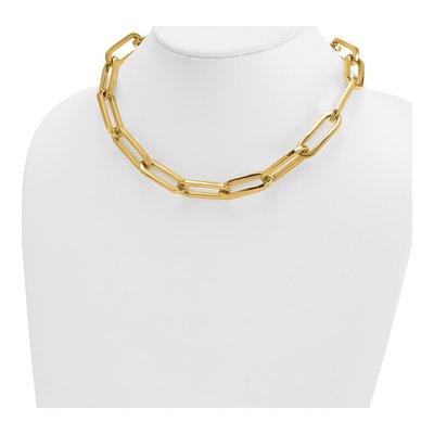 14K Yellow Gold 12mm Semi-Solid Paperclip Chain – view 4