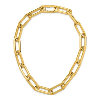14K Yellow Gold 12mm Semi-Solid Paperclip Chain – view 6