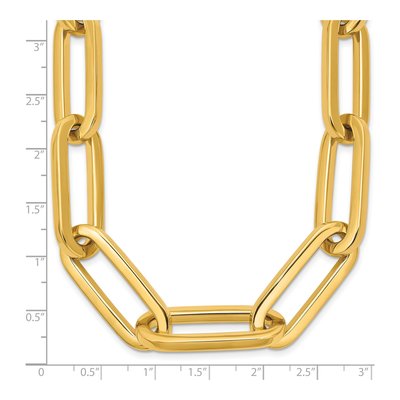14K Yellow Gold 12mm Semi-Solid Paperclip Chain – view 7