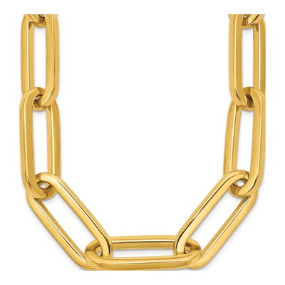 14K Yellow Gold 12mm Semi-Solid Paperclip Chain