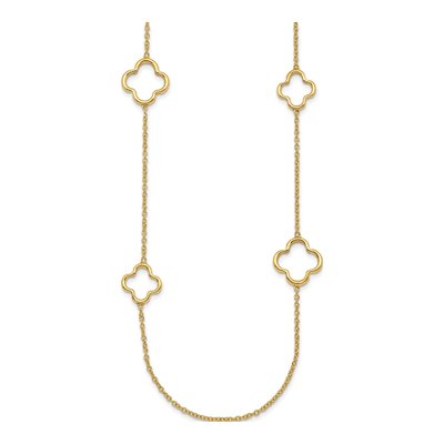 14K Yellow Gold Open Floral Station Necklace – view 3