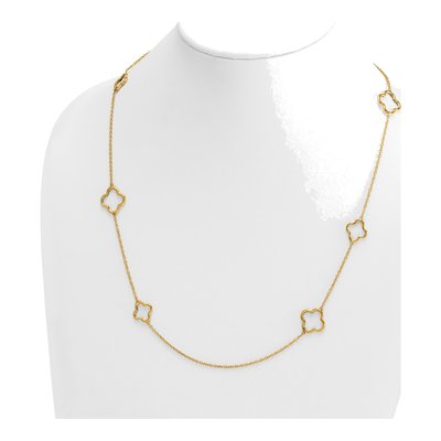 14K Yellow Gold Open Floral Station Necklace – view 4