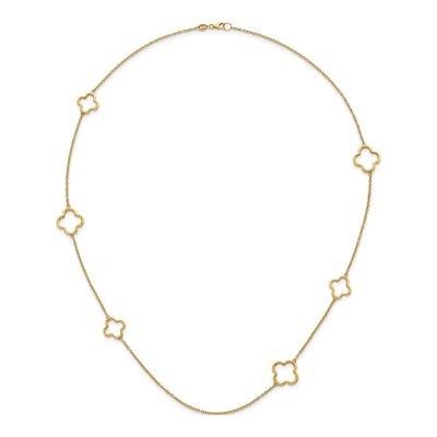14K Yellow Gold Open Floral Station Necklace – view 5