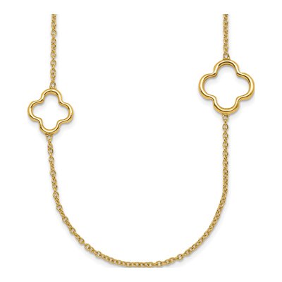 14K Yellow Gold Open Floral Station Necklace