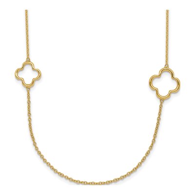 14K Yellow Gold Floral Station Necklace