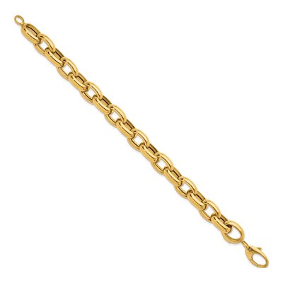 14K Yellow Gold 11.5mm Hollow Open Cable Chain Bracelet – view 3