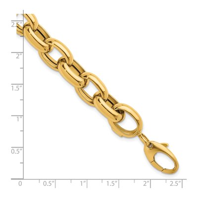 14K Yellow Gold 11.5mm Hollow Open Cable Chain Bracelet – view 4