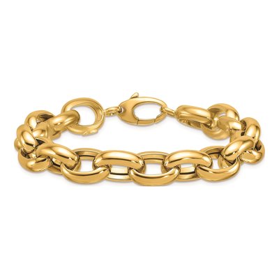 14K Yellow Gold 11.5mm Hollow Open Cable Chain Bracelet – view 5